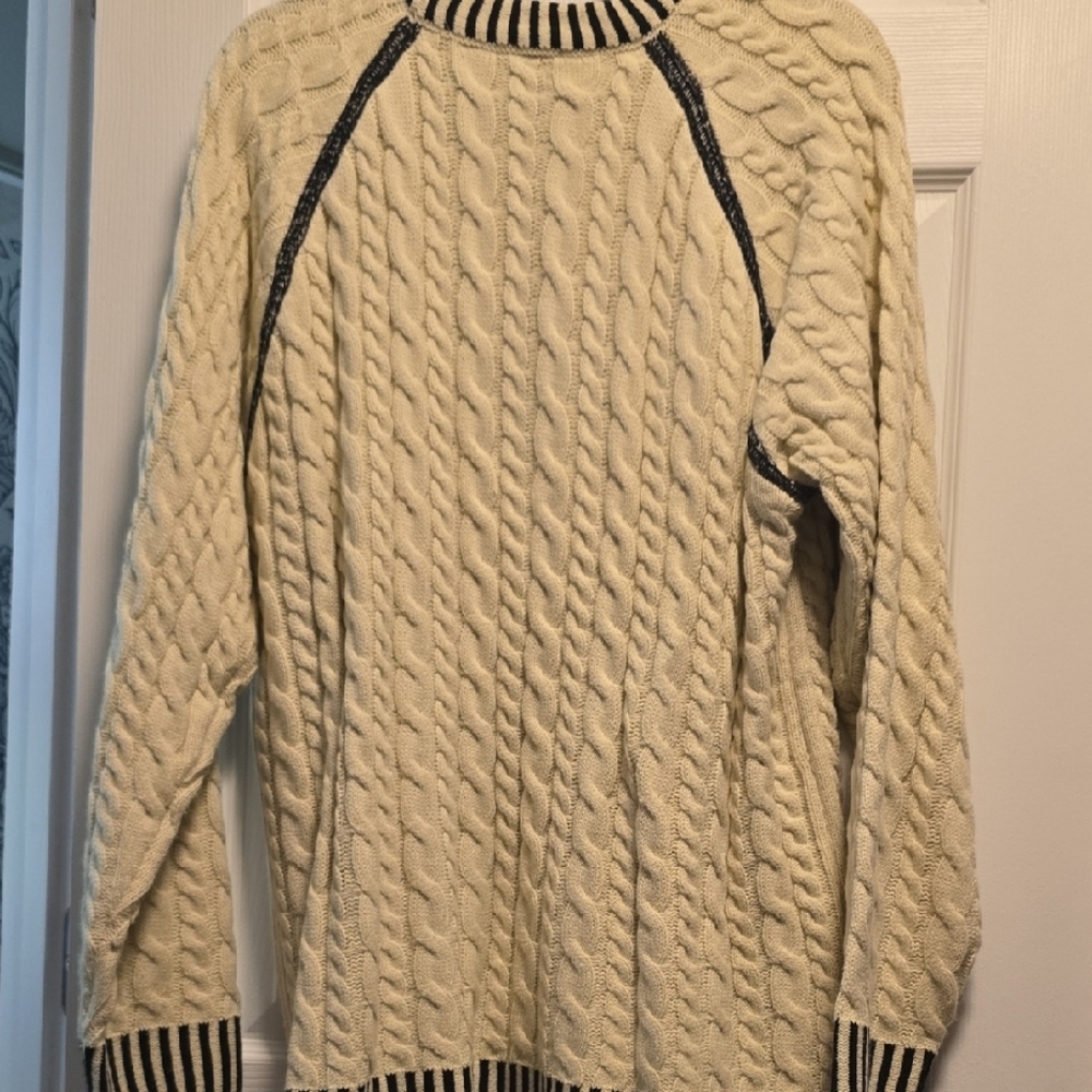 The Ragged Priest - Cream Cable Knit Sweater with Black Trim - Picture 4 of 4